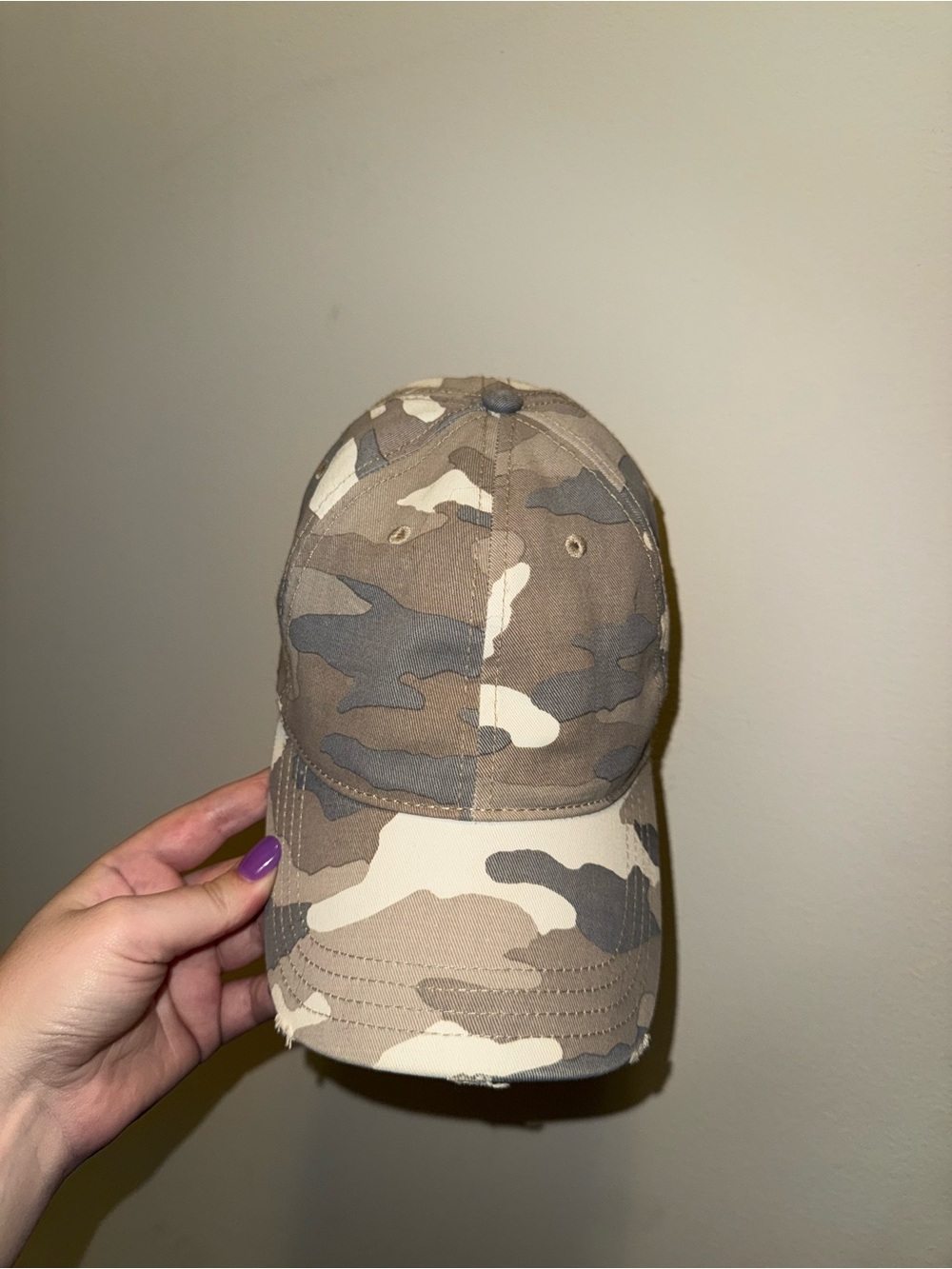 aerie Beige & Cream Cotton Baseball Hat